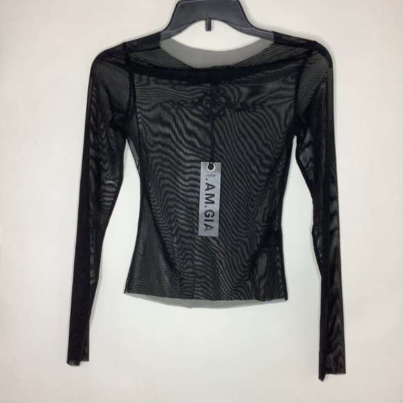 I.AM.GIA Mesh Lennox Top Sheer Black - Size XS - NEW - Picture 2 of 2